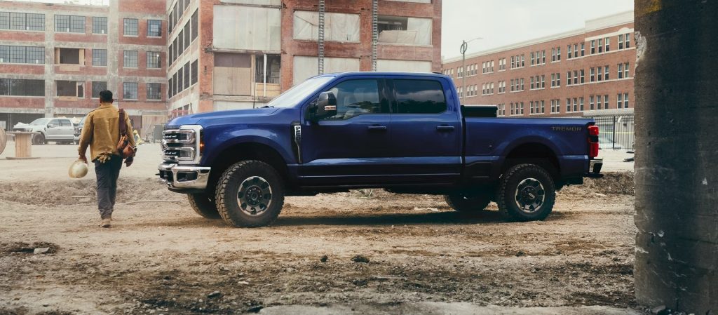 A Ford Work Truck A Ford Super Duty parked on a job site.