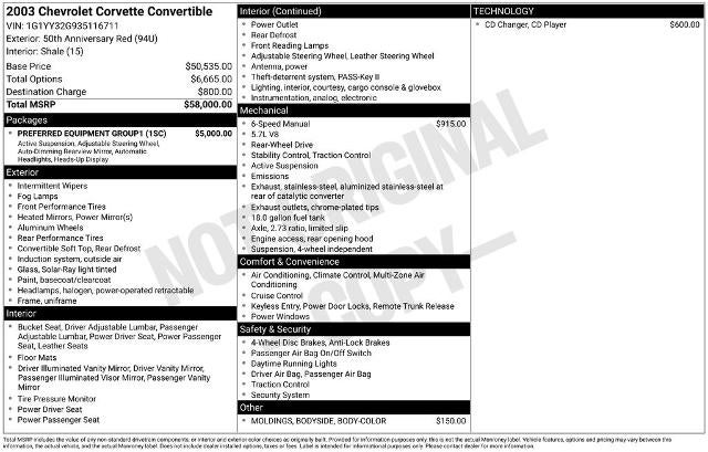 2003 Chevrolet Corvette Base