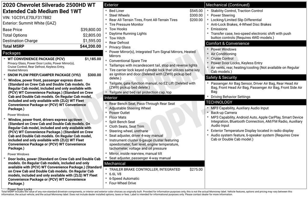 2020 Chevrolet Silverado 2500HD Work Truck