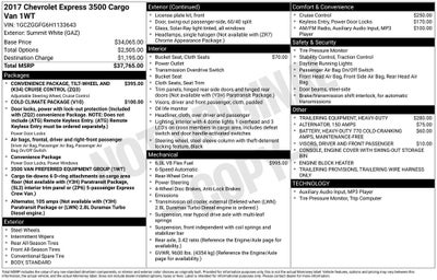 2017 Chevrolet Express 3500 Work Van Cargo