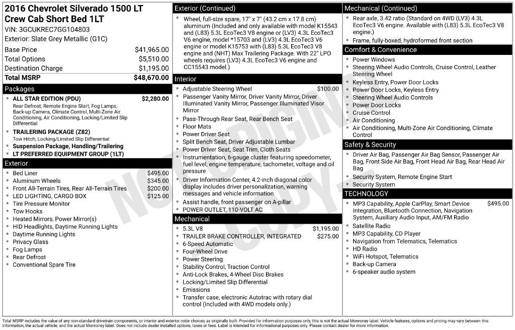 2016 Chevrolet Silverado 1500 LT LT1