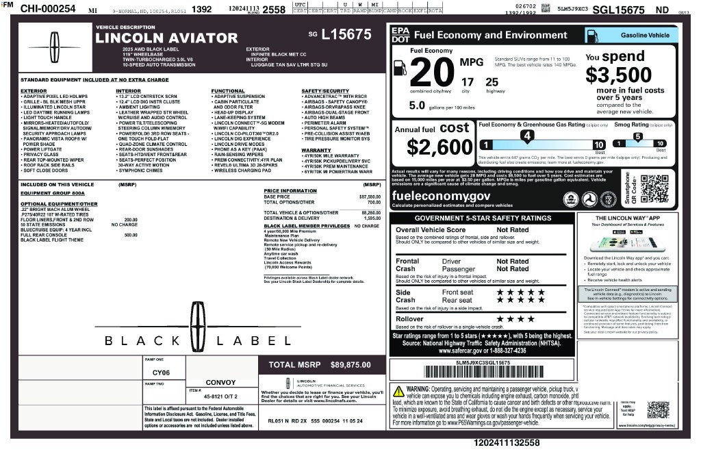 2025 Lincoln Aviator Black Label Premium